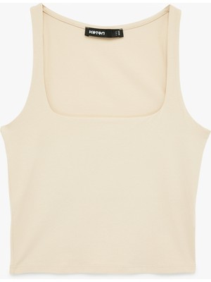 Koton Pamuklu Likralı Kolsuz Kare Yaka Bluz