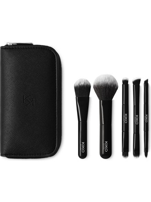 Kiko Milano KIKO Makyaj Fırçaları - Travel Brush Set Siyah Renkli Profesyonel Kullanım İçin Taşınabilir Set