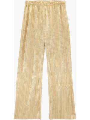 Koton Yüksek Bel Piliseli Parlak Geniş Paça Pantolon