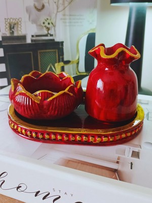 PremiumPort El Yapımı 3'lü Dekoratif Set, Şık ve Modern Ev Aksesuarları