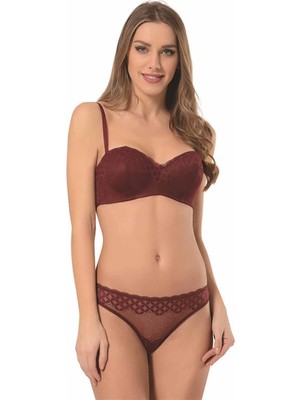 Pemilo Kadın 460645 Desteksiz Straplez Sütyen Külot Takım