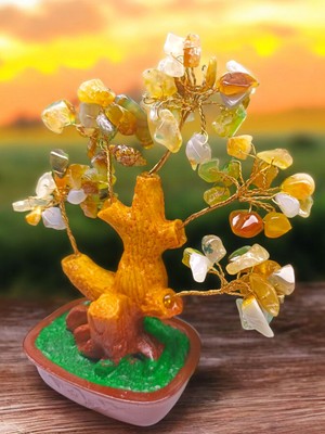 PremiumPort Doğal Taş ve Ağaç Takı, 15 Cm, Şık ve Zarif Tasarım