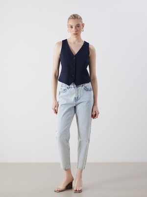 Lc Waikiki Yeni Sezon Beli Lastikli Slouchy Fit Kadın Jean Pantolon