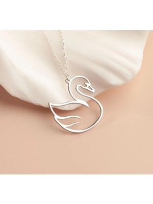 Myz Takı Kuğu Figürlü 925 Ayar Gümüş Kadın Kolyesi