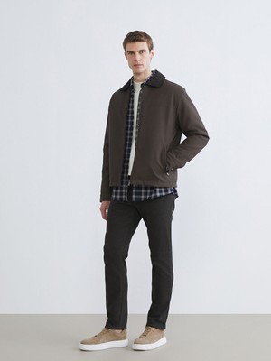 Lcw Kahverengi Standart Kalıp Kadife Yaka Erkek Mont