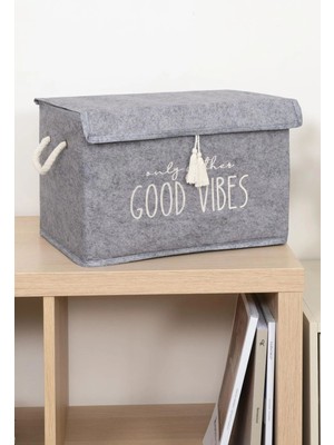 Helen's Home Çok Amaçlı Keçe Kapaklı Mini Kutu Organizer, Saklama Kutusu 35X24X24CM Gri