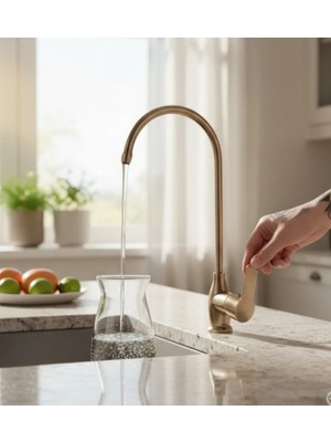 İsaoğlu Yapı Antik Eskitme Gold Arıtma Musluğu Pirinç Materyal Tekli Arıtma