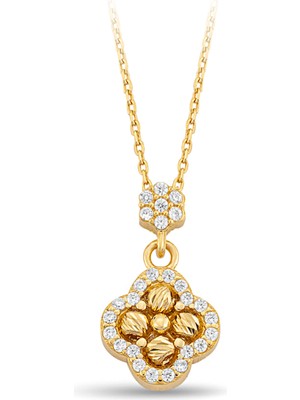 ÇGK KUYUMCULUK  Dorikalı Taşlı Model Yonca Altın Kolye  CGKKLY250