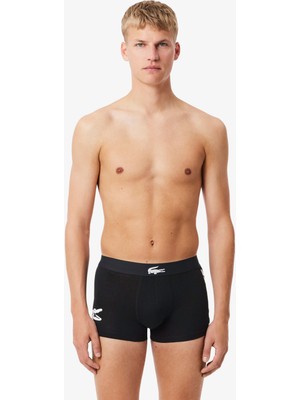 Lacoste Erkek Baskılı 3'lü Siyah Boxer 5H1291 9dı