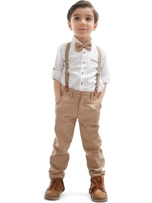 Ege Bebek Erkek Çocuk Askı Kemerli Gömlekli 4-5-6-7-8 Yaş Papyonlu Şık Bayramlık Takım