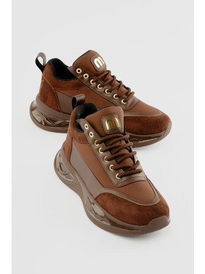 Mubiano Kadın Sneaker Kalın Tabanlı Bağcıklı Myra Kahverengi