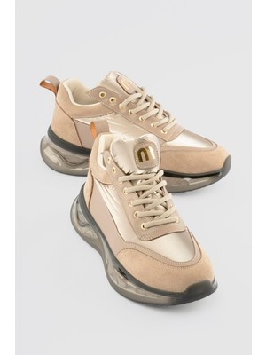 Mubiano Kadın Sneaker Kalın Tabanlı Bağcıklı Myra Vizon