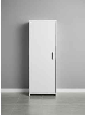 Pratico Dayso Tek Kapaklı Beyaz Dikey Süpürge Dolabı