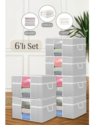 Helen's Home 6 Adet - Pencereli Yastık Yorgan Hurcu 75 x 40 x 40 cm
