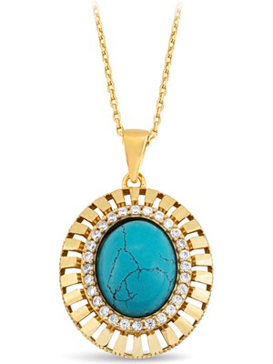 ÇGK KUYUMCULUK Mineli Model Taşlı  Altın Kolye  CGKKLY253