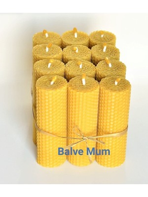 PremiumPort Doğal Balmumu Mumlar, 12 Adet, 11CM x 3,5cm, Eko ve Sağlıklı Aydınlatma