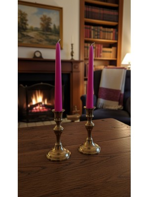 PremiumPort El Yapımı Fuşya Dekoratif Şamdan ve Mum Seti, Ev Şıklığını Artırır
