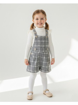 Kız Çocuk Oduncu Salopetli, Çorap Hediyeli 4-5-6-7-8 Yaş 3 Parçalı Bayramlık Elbise, Salopet Takım