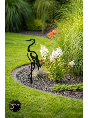 3art Metal Dekorasyon Bahçe Süsü Turna Kuşu – Bahçe Dekoru | Çim, Saksı & Peyzaj Için Dekoratif Figür