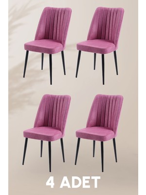 MyMassa Vento Sandalye - Jerika Pembe- Metal Siyah Ayak (4 Adet) - Salon Sandalyesi / Mutfak Sandalyesi