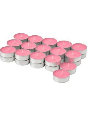 PremiumPort Parlak Pembe Tealight Mum, Çilek Kokulu, 3.5 Saat, 30'lu Set