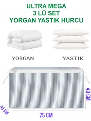 Helen's Home 3'lü Set Ultra Mega Sandık Tipi Hurç En Büyük Boy Yorgan Yastık Hurcu