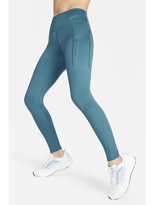 Nike Trainng Go Dri Fit Infinalock Full Length 6 Cepli Toparlayıcı Reflektörlü Antrenman Taytı Mavi