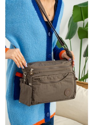 Mega Çanta Çok Gözlü Kılınkır Kumaş Cüzdanlı Kadın Çapraz Omuz Çantası