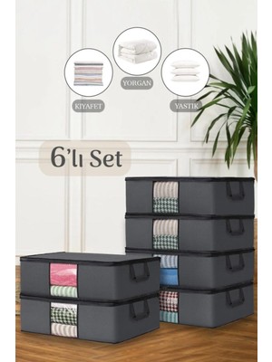 Helen's Home 6 Adet Baza ve Yatak Altı Uyumlu Pencereli Giysi Yastık Hurcu Düzenleyici Saklama Çantası 64X45X22CM