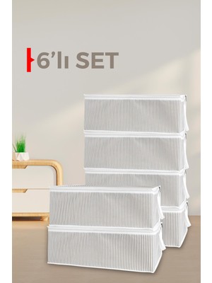 Helen's Home 6 Adet Baza ve Çekyat Tipi Hurç 64 x 45 x 22 cm Çizgili