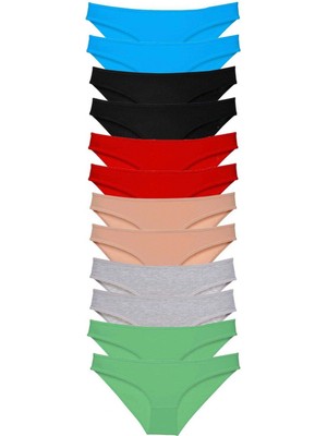 MiraLive 12 Adet Eko Set Likralı Kadın Slip Külot Çok Renkli 2