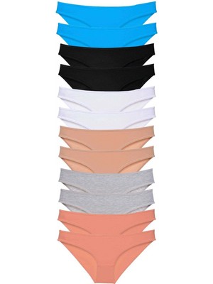 MiraLive 12 Adet Eko Set Likralı Kadın Slip Külot Çok Renkli 4