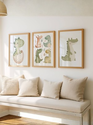 Fuart.Co Dinozorlar 3lü Dijital Baskı Poster (Çerçevesiz)