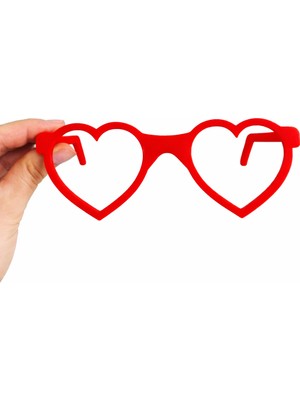 Yapı3D ❤️ Kalp Şekilli Kırmızı Parti Gözlüğü | Eğlenceli Fotoğraf Aksesuarı | Organizasyon & Konsept Gözlüğü