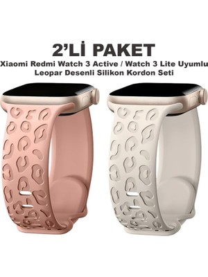 Dexmon Xiaomi Redmi Watch 3 Actvie / Watch 3 Lite Uyumlu Leopar Desen Silikon Kordon Seti