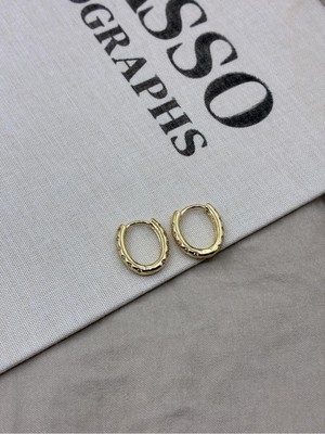 Hedef Bijuteri Zirkon Taşlı Gold Renk Oval Halka Küpe CM02