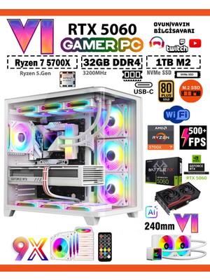 Zeiron Mirage X50 Pro White RTX5060 8GB ∣ R7 5700X ∣ 32GB RAM ∣ 1TB M.2 SSD Sıvı Soğutmalı Oyun Bilgisayarı