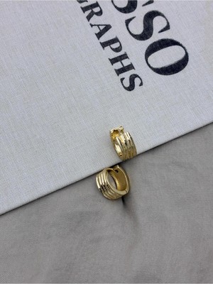 Hedef Bijuteri Gold Renk Basıc Çizgili Kalın Halka Model Küpe CM10