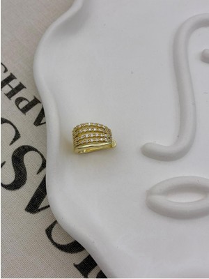 Hedef Bijuteri Gold Renkli 5 Sıralı Zirkon Taşlı Kıkırdak Küpe Earcuff