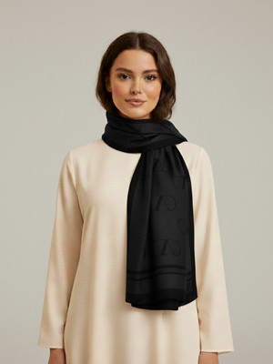 La Fien Kadın V Desenli Çift Taraflı Şal - Jakarlı Yumuşak Dokulu