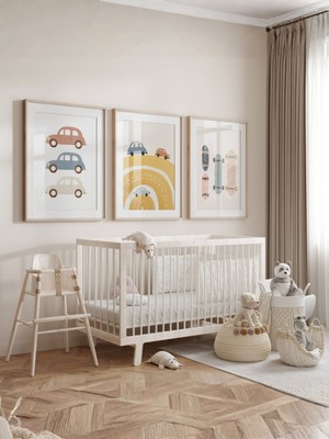 Fuart.Co Arabalar ve Kaykaylar 3lü Dijital Baskı Poster (Çerçevesiz)