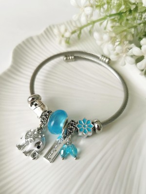 Halley Concept Çelik Mavi Boncuklu Filli Model Charm Bileklik