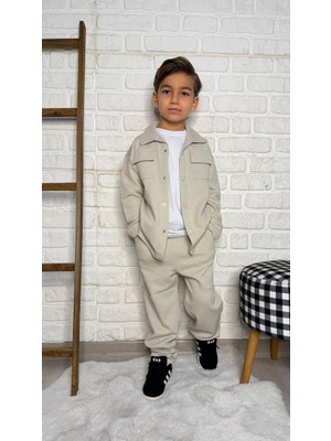 Cg Kids Jogger Kumaş Pantolon Ceket Basic Uzun Kollu Body 3lü Alt Üst Takım Erkek Çocuk Açık Gri Renk Süper Kalite