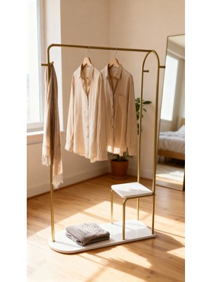 Fec Reklam Herkül Raflı Metal Ayaklı Askılık Raflı Ayaklı Elbise Askılığı Konfeksiyon Askılığı Sunta Raflı