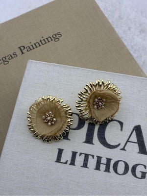 Hedef Bijuteri Vizon Tül ve Inci Detaylı Özel Seri Gold Renk Küpe