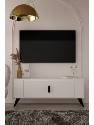 Demonte Decor 1373DD Retro-64 Tv Sehpası Beyaz-Siyah