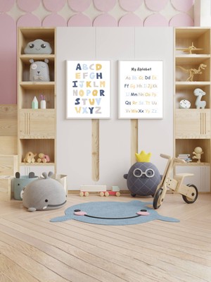 Fuart.Co Sarı Mavi Alfabe 2li Dijital Baskı Poster Seti (Çerçevesiz)