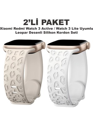 Dexmon Xiaomi Redmi Watch 3 Actvie / Watch 3 Lite Uyumlu Leopar Desen Silikon Kordon Seti