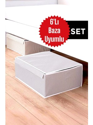 Helen's Home 6 Adet Kutu Hurç Baza ve Yatak Altı Uyumlu Giysi Yastık Hurcu Düzenleyici Saklama Kutusu 50X40X19