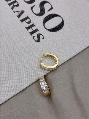 Hedef Bijuteri Gold Renk U Model Baget Zirkon Taşlı Halka Küpe CM74